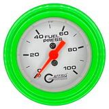 GAFFRIG 2 INCH MECHANICAL FUEL PRESSURE 0-100 PSI GAUGE STEP RIM (002) / LIME GREEN / WHITE