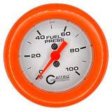 GAFFRIG 2 INCH MECHANICAL FUEL PRESSURE 0-100 PSI GAUGE FAT RIM (218) / ORANGE / WHITE