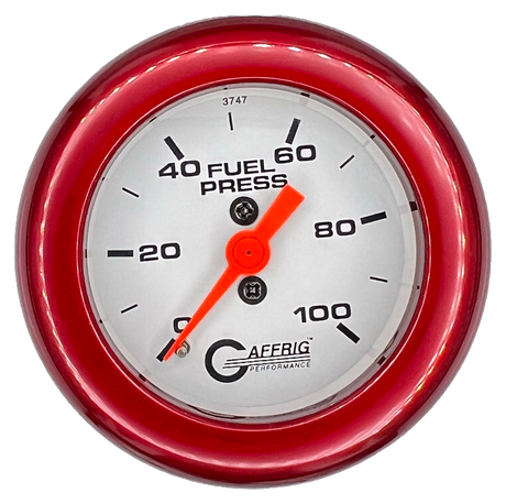 GAFFRIG 2 INCH MECHANICAL FUEL PRESSURE 0-100 PSI GAUGE FAT RIM (218) / RED / WHITE