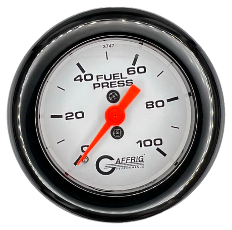 GAFFRIG 2 INCH MECHANICAL FUEL PRESSURE 0-100 PSI GAUGE FAT RIM (218) / BLACK / WHITE