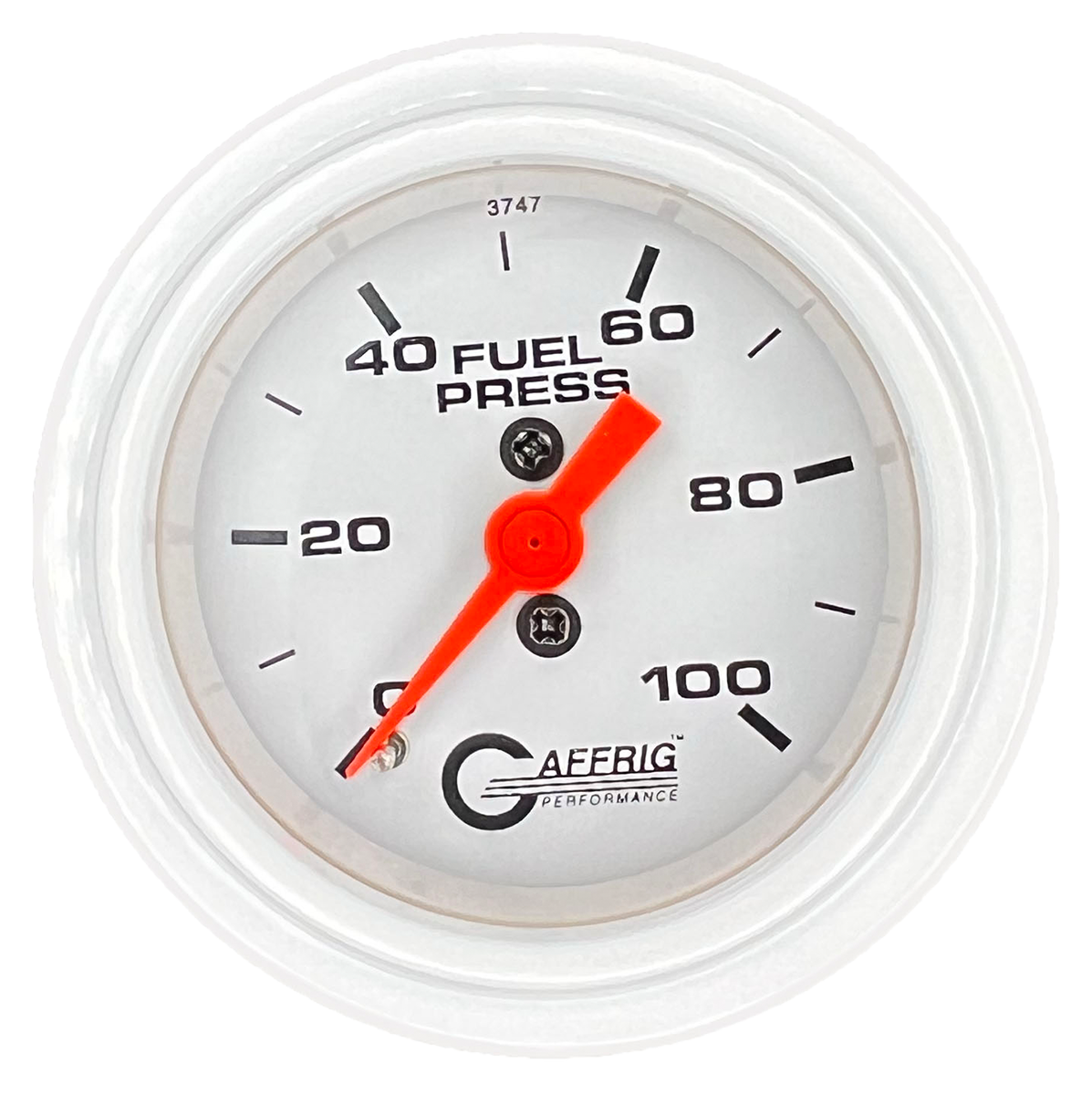 GAFFRIG 2 INCH MECHANICAL FUEL PRESSURE 0-100 PSI GAUGE STEP RIM (002) / WHITE / WHITE