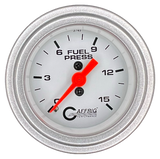 GAFFRIG 2 INCH MECHANICAL FUEL PRESSURE 0-015 PSI GAUGE STEP RIM (002) / PLATINUM / WHITE