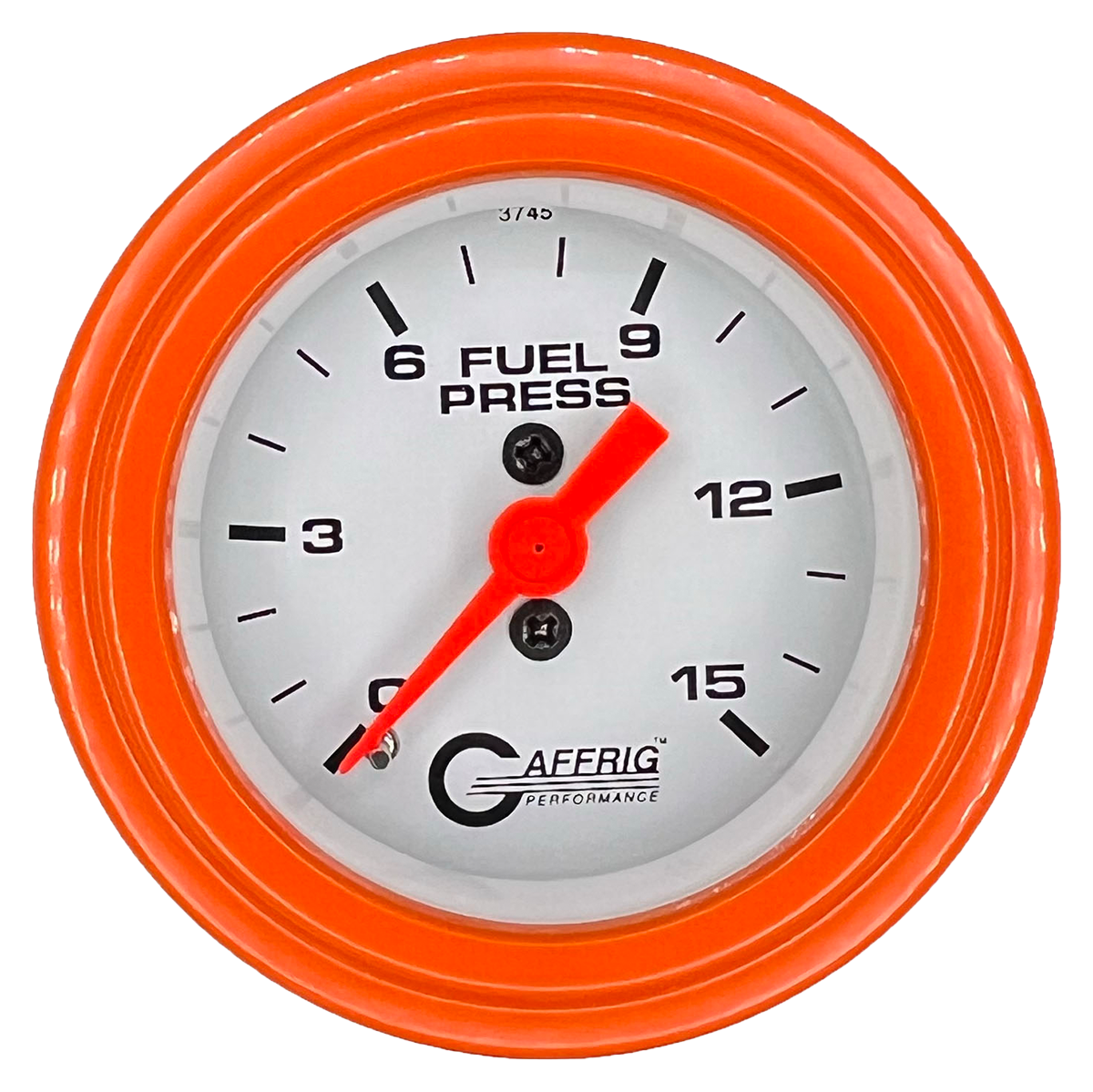 GAFFRIG 2 INCH MECHANICAL FUEL PRESSURE 0-015 PSI GAUGE STEP RIM (002) / ORANGE / WHITE