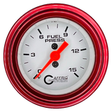 GAFFRIG 2 INCH MECHANICAL FUEL PRESSURE 0-015 PSI GAUGE STEP RIM (002) / RED / WHITE