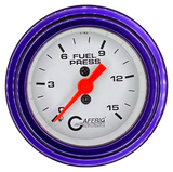 GAFFRIG 2 INCH MECHANICAL FUEL PRESSURE 0-015 PSI GAUGE STEP RIM (002) / PURPLE / WHITE