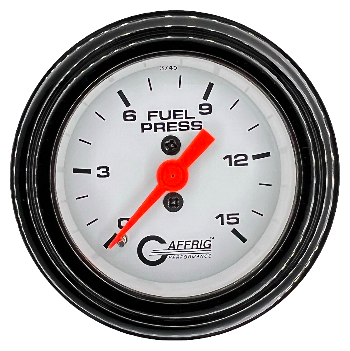 GAFFRIG 2 INCH MECHANICAL FUEL PRESSURE 0-015 PSI GAUGE STEP RIM (002) / BLACK / WHITE