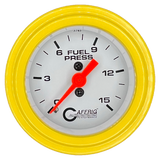 GAFFRIG 2 INCH MECHANICAL FUEL PRESSURE 0-015 PSI GAUGE STEP RIM (002) / YELLOW / WHITE