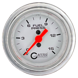 GAFFRIG 2 INCH MECHANICAL FUEL PRESSURE 0-015 PSI GAUGE STEP RIM (002) / CHROME/POLISHED / WHITE