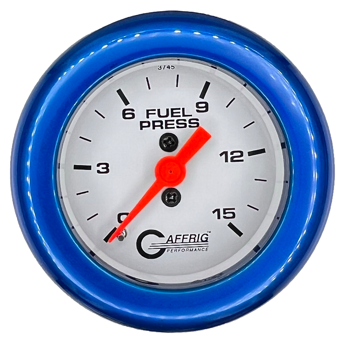 GAFFRIG 2 INCH MECHANICAL FUEL PRESSURE 0-015 PSI GAUGE FAT RIM (218) / BLUE / WHITE