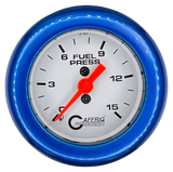 GAFFRIG 2 INCH MECHANICAL FUEL PRESSURE 0-015 PSI GAUGE FAT RIM (218) / BLUE / WHITE