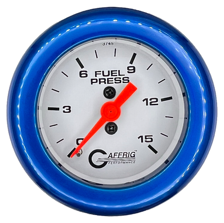 GAFFRIG 2 INCH MECHANICAL FUEL PRESSURE 0-015 PSI GAUGE FAT RIM (218) / BLUE / WHITE