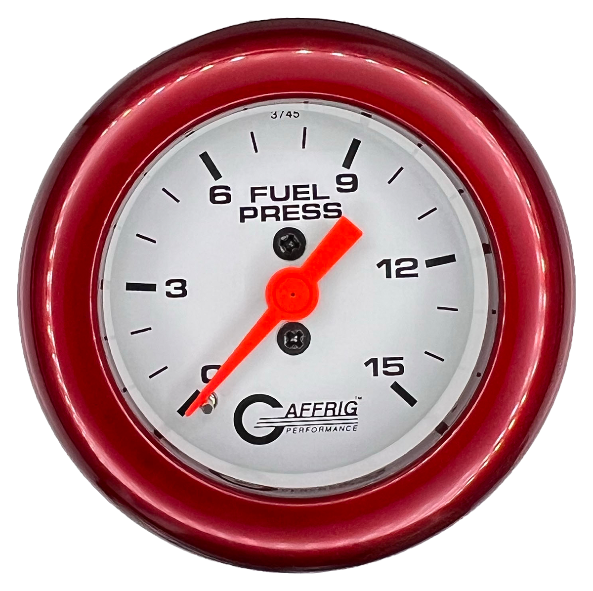 GAFFRIG 2 INCH MECHANICAL FUEL PRESSURE 0-015 PSI GAUGE FAT RIM (218) / RED / WHITE