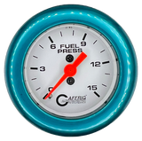 GAFFRIG 2 INCH MECHANICAL FUEL PRESSURE 0-015 PSI GAUGE FAT RIM (218) / TEAL / WHITE