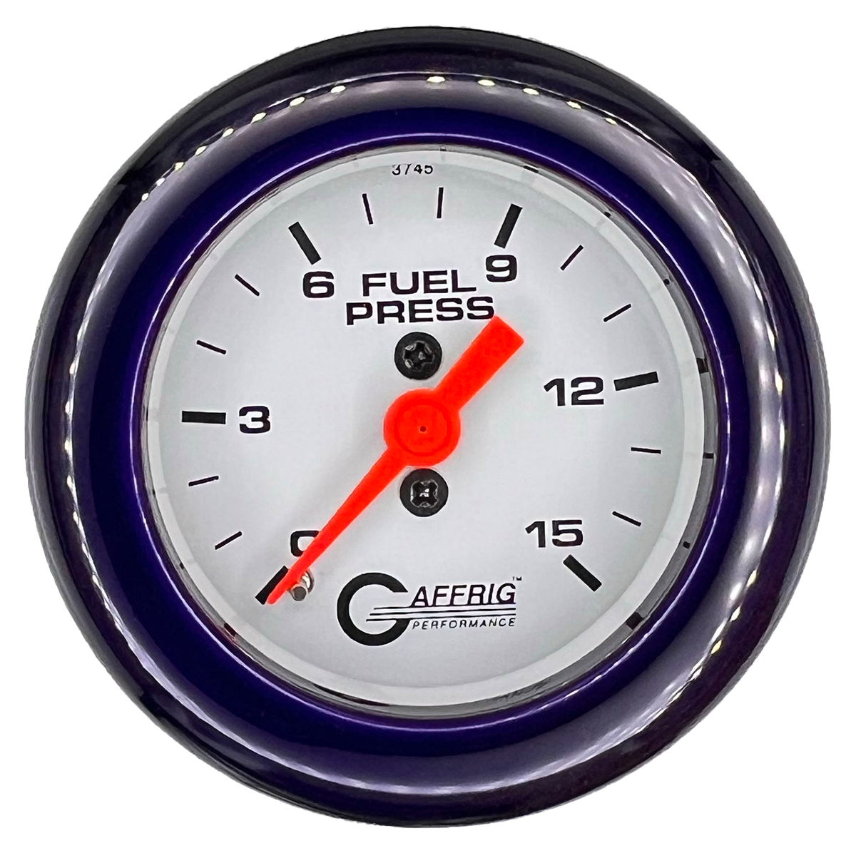 GAFFRIG 2 INCH MECHANICAL FUEL PRESSURE 0-015 PSI GAUGE FAT RIM (218) / PURPLE / WHITE