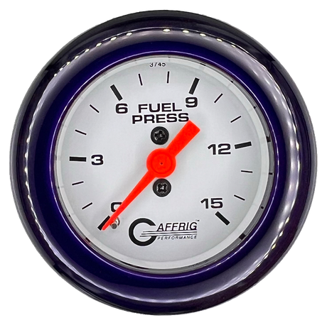 GAFFRIG 2 INCH MECHANICAL FUEL PRESSURE 0-015 PSI GAUGE FAT RIM (218) / PURPLE / WHITE