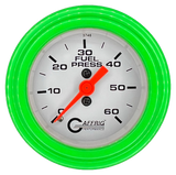 GAFFRIG 2 INCH MECHANICAL FUEL PRESSURE GAUGE 0-60 PSI GAUGE STEP RIM (002) / LIME GREEN / WHITE