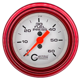 GAFFRIG 2 INCH MECHANICAL FUEL PRESSURE GAUGE 0-60 PSI GAUGE STEP RIM (002) / RED / WHITE