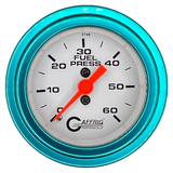 GAFFRIG 2 INCH MECHANICAL FUEL PRESSURE GAUGE 0-60 PSI GAUGE STEP RIM (002) / TEAL / WHITE