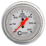 GAFFRIG 2 INCH MECHANICAL FUEL PRESSURE GAUGE 0-60 PSI GAUGE STEP RIM (002) / CHROME/POLISHED / WHITE