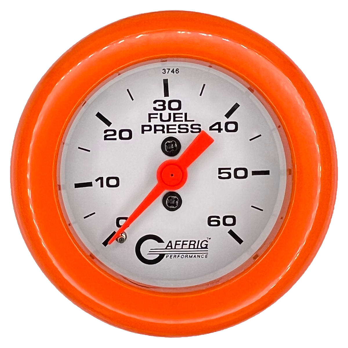 GAFFRIG 2 INCH MECHANICAL FUEL PRESSURE GAUGE 0-60 PSI GAUGE FAT RIM (218) / ORANGE / WHITE