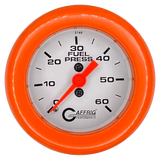 GAFFRIG 2 INCH MECHANICAL FUEL PRESSURE GAUGE 0-60 PSI GAUGE FAT RIM (218) / ORANGE / WHITE