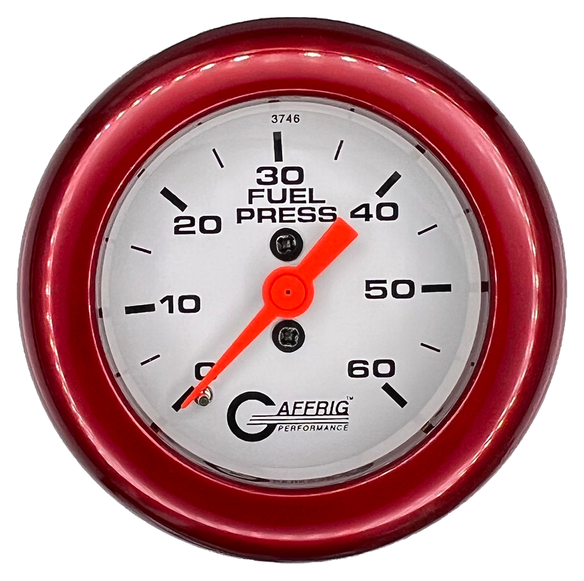 GAFFRIG 2 INCH MECHANICAL FUEL PRESSURE GAUGE 0-60 PSI GAUGE FAT RIM (218) / RED / WHITE