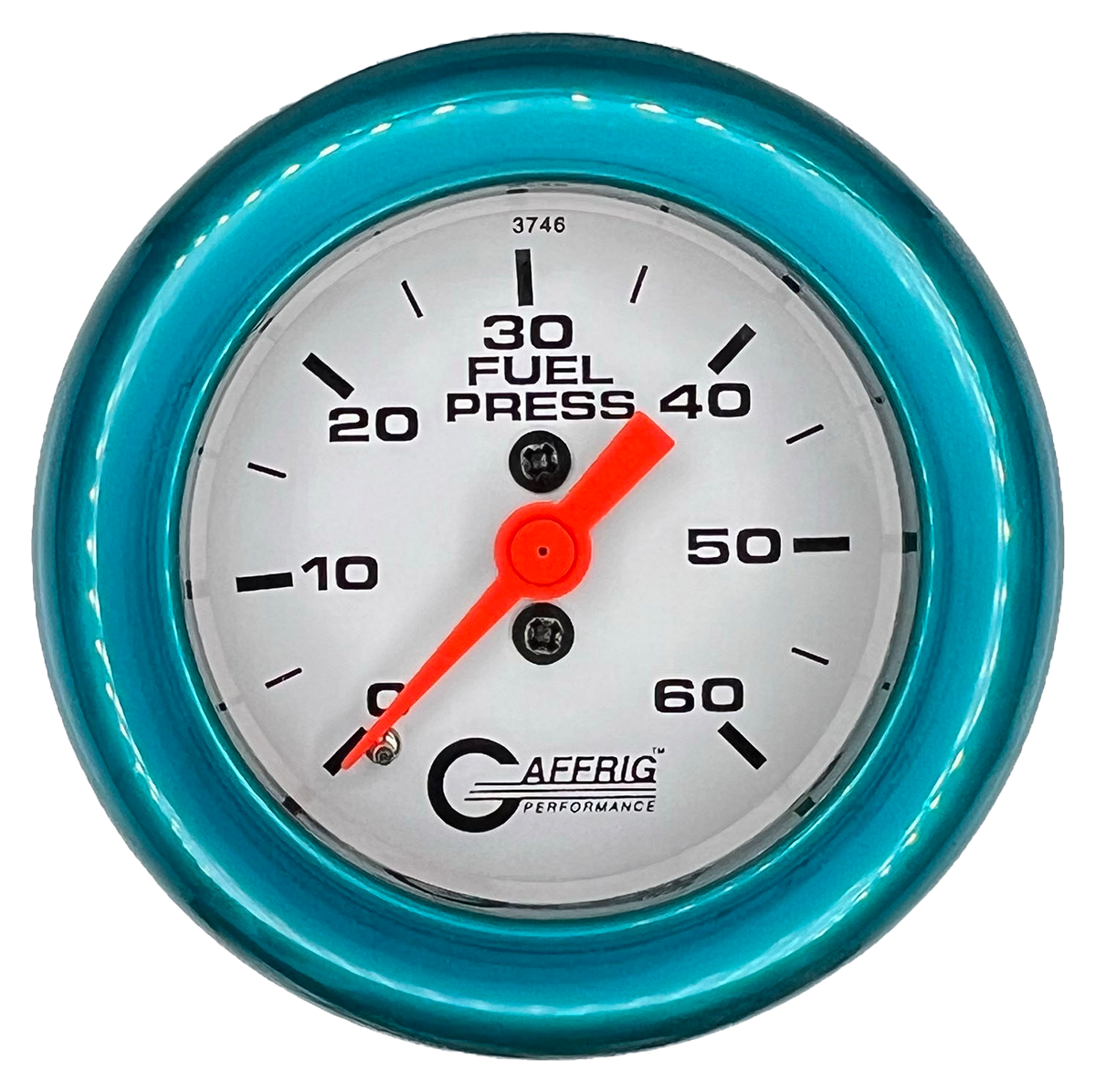 GAFFRIG 2 INCH MECHANICAL FUEL PRESSURE GAUGE 0-60 PSI GAUGE FAT RIM (218) / TEAL / WHITE