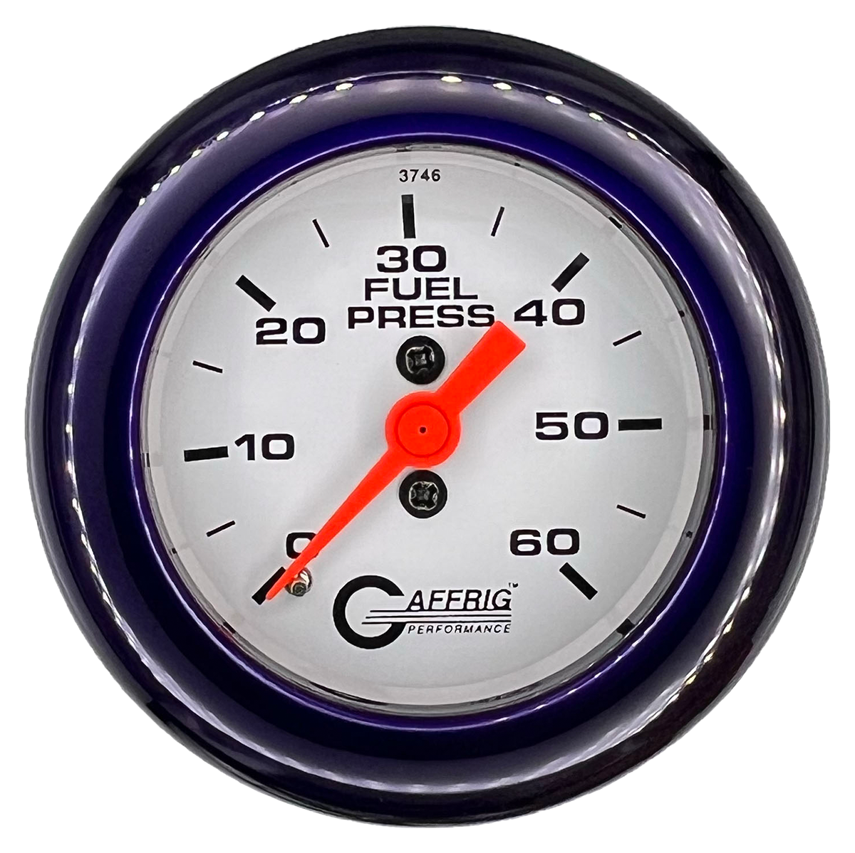 GAFFRIG 2 INCH MECHANICAL FUEL PRESSURE GAUGE 0-60 PSI GAUGE FAT RIM (218) / PURPLE / WHITE