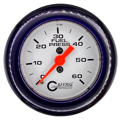 GAFFRIG 2 INCH MECHANICAL FUEL PRESSURE GAUGE 0-60 PSI GAUGE FAT RIM (218) / PURPLE / WHITE