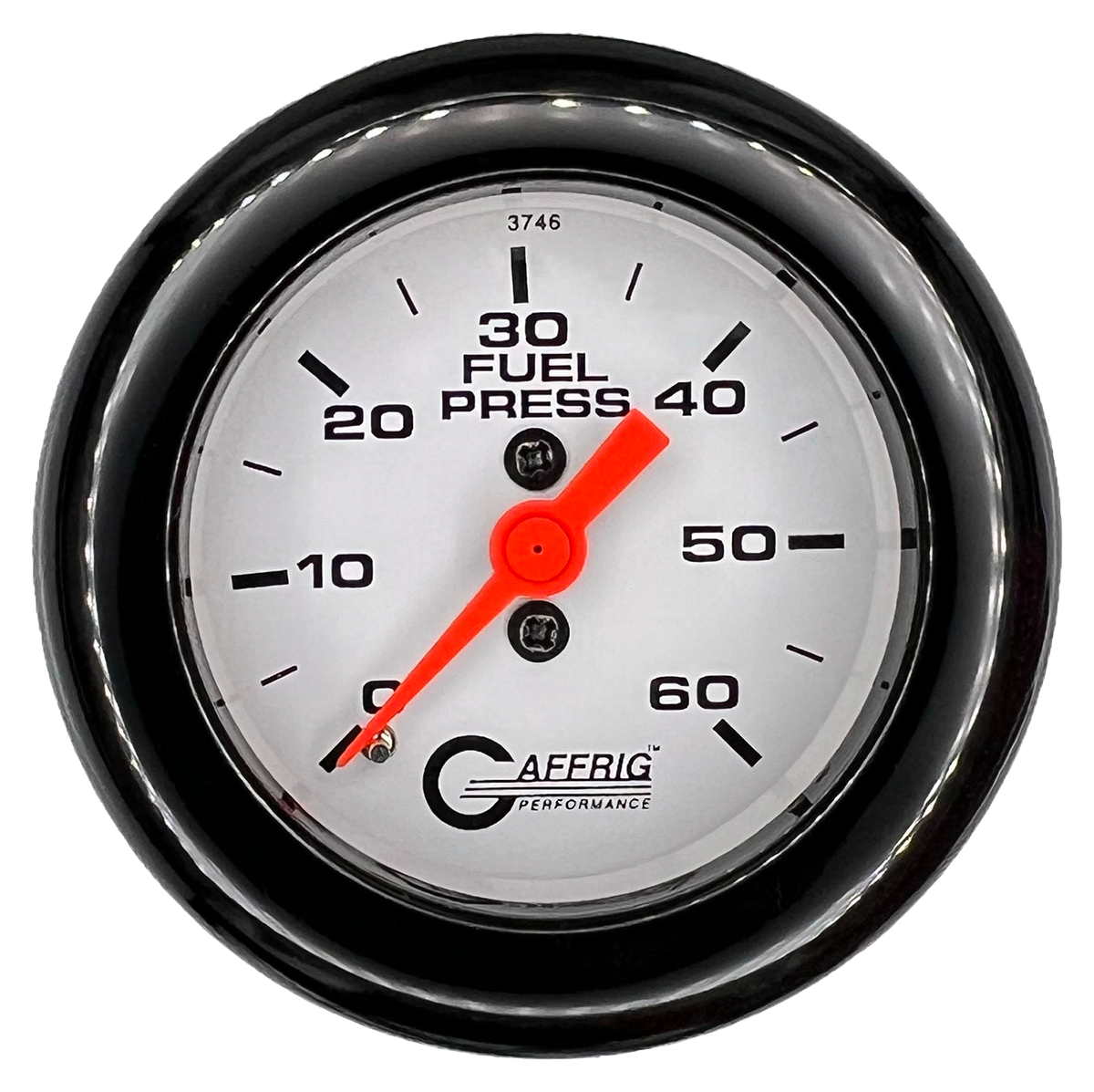 GAFFRIG 2 INCH MECHANICAL FUEL PRESSURE GAUGE 0-60 PSI GAUGE FAT RIM (218) / BLACK / WHITE