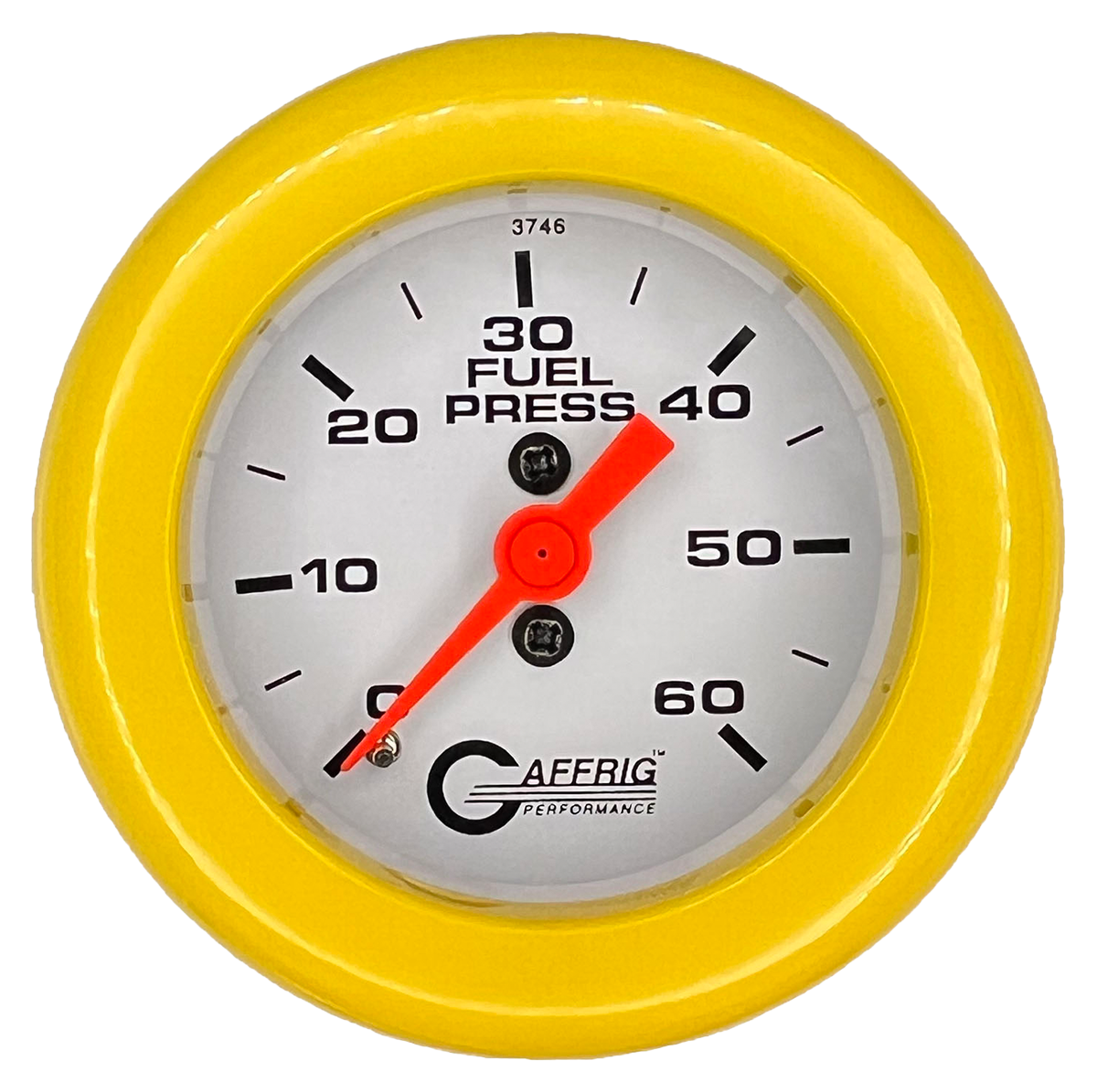 GAFFRIG 2 INCH MECHANICAL FUEL PRESSURE GAUGE 0-60 PSI GAUGE FAT RIM (218) / YELLOW / WHITE