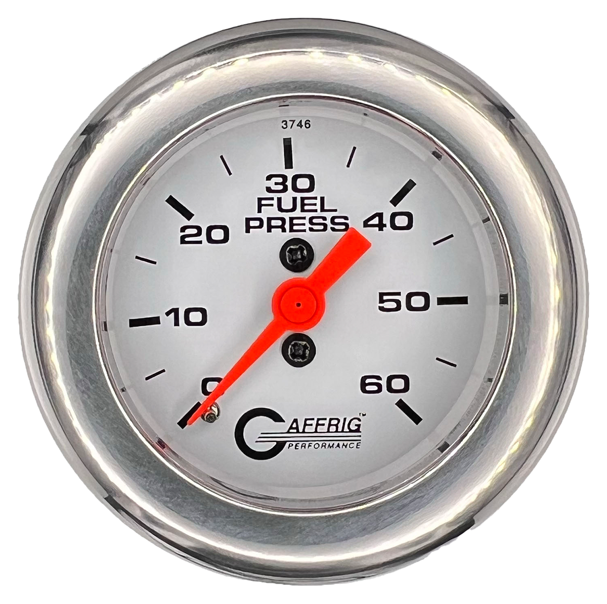 GAFFRIG 2 INCH MECHANICAL FUEL PRESSURE GAUGE 0-60 PSI GAUGE FAT RIM (218) / CHROME/POLISHED / WHITE