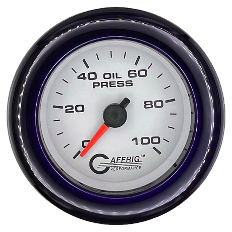 GAFFRIG 2 INCH MECHANICAL OIL PRESSURE 0-100 PSI GAUGE FAT RIM (218) / PURPLE / WHITE