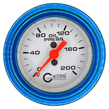 GAFFRIG 2 INCH MECHANICAL OIL PRESSURE 0-200 PSI GAUGE STEP RIM (002) / BLUE / WHITE