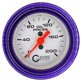 GAFFRIG 2 INCH MECHANICAL OIL PRESSURE 0-200 PSI GAUGE STEP RIM (002) / PURPLE / WHITE