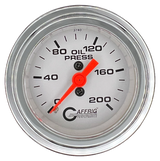 GAFFRIG 2 INCH MECHANICAL OIL PRESSURE 0-200 PSI GAUGE STEP RIM (002) / CHROME/POLISHED / WHITE