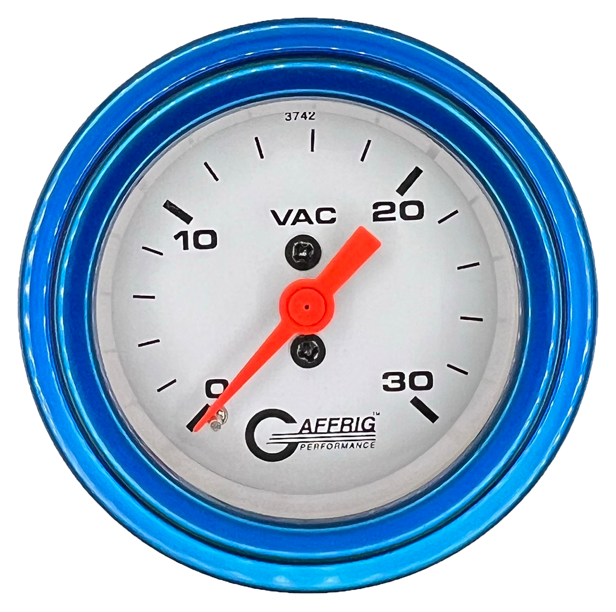 GAFFRIG 2 INCH MECHANICAL VACUUM 0-30 HG GAUGE STEP RIM (002) / BLUE / WHITE