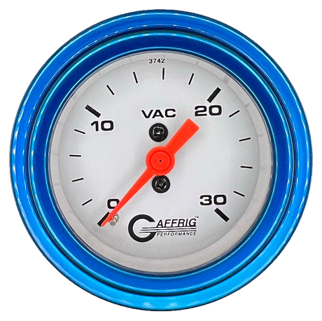 GAFFRIG 2 INCH MECHANICAL VACUUM 0-30 HG GAUGE STEP RIM (002) / BLUE / WHITE