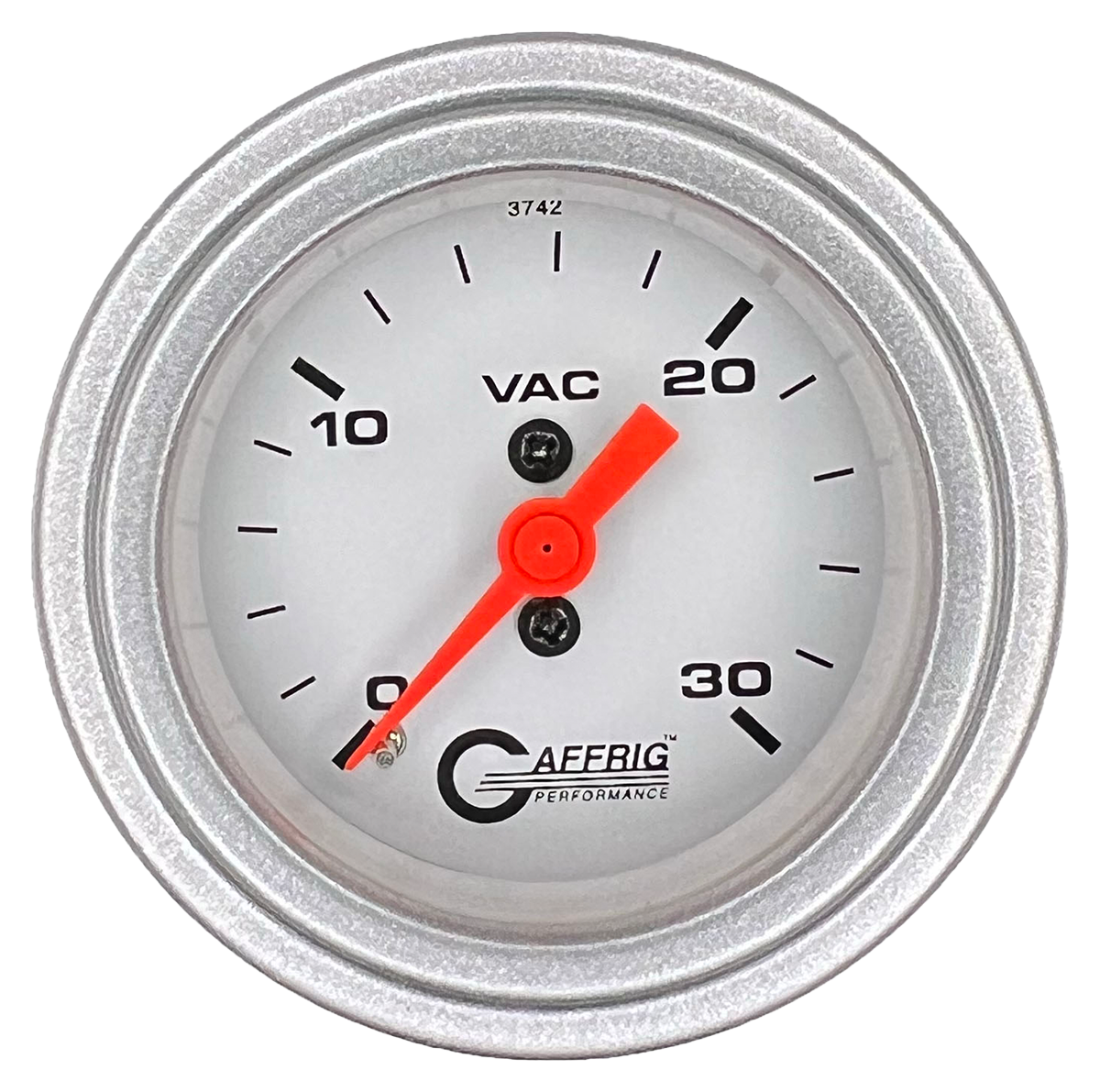 GAFFRIG 2 INCH MECHANICAL VACUUM 0-30 HG GAUGE STEP RIM (002) / PLATINUM / WHITE