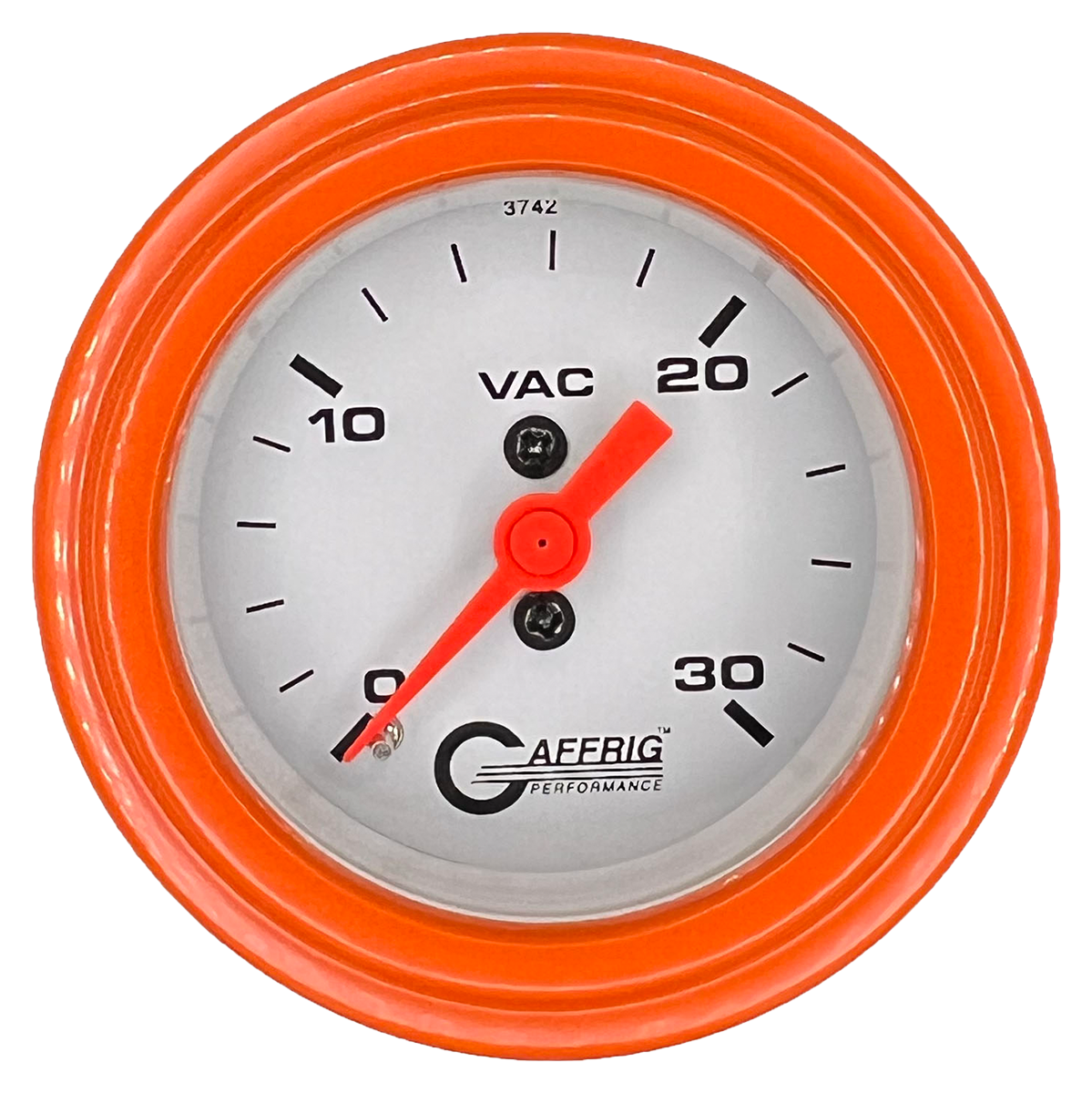 GAFFRIG 2 INCH MECHANICAL VACUUM 0-30 HG GAUGE STEP RIM (002) / ORANGE / WHITE