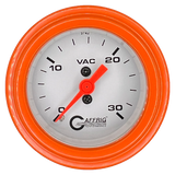 GAFFRIG 2 INCH MECHANICAL VACUUM 0-30 HG GAUGE STEP RIM (002) / ORANGE / WHITE