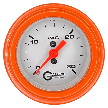 GAFFRIG 2 INCH MECHANICAL VACUUM 0-30 HG GAUGE STEP RIM (002) / ORANGE / WHITE