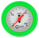 GAFFRIG 2 INCH MECHANICAL VACUUM 0-30 HG GAUGE STEP RIM (002) / LIME GREEN / WHITE