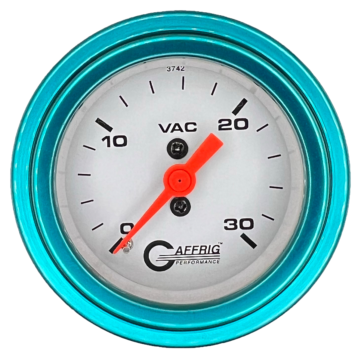 GAFFRIG 2 INCH MECHANICAL VACUUM 0-30 HG GAUGE STEP RIM (002) / TEAL / WHITE