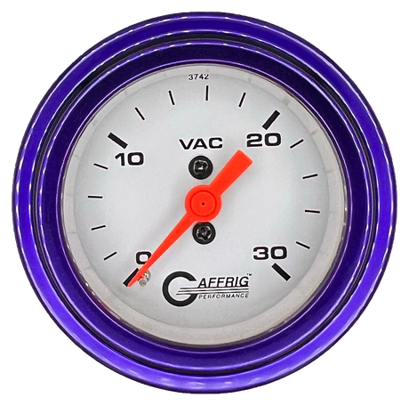 GAFFRIG 2 INCH MECHANICAL VACUUM 0-30 HG GAUGE STEP RIM (002) / PURPLE / WHITE