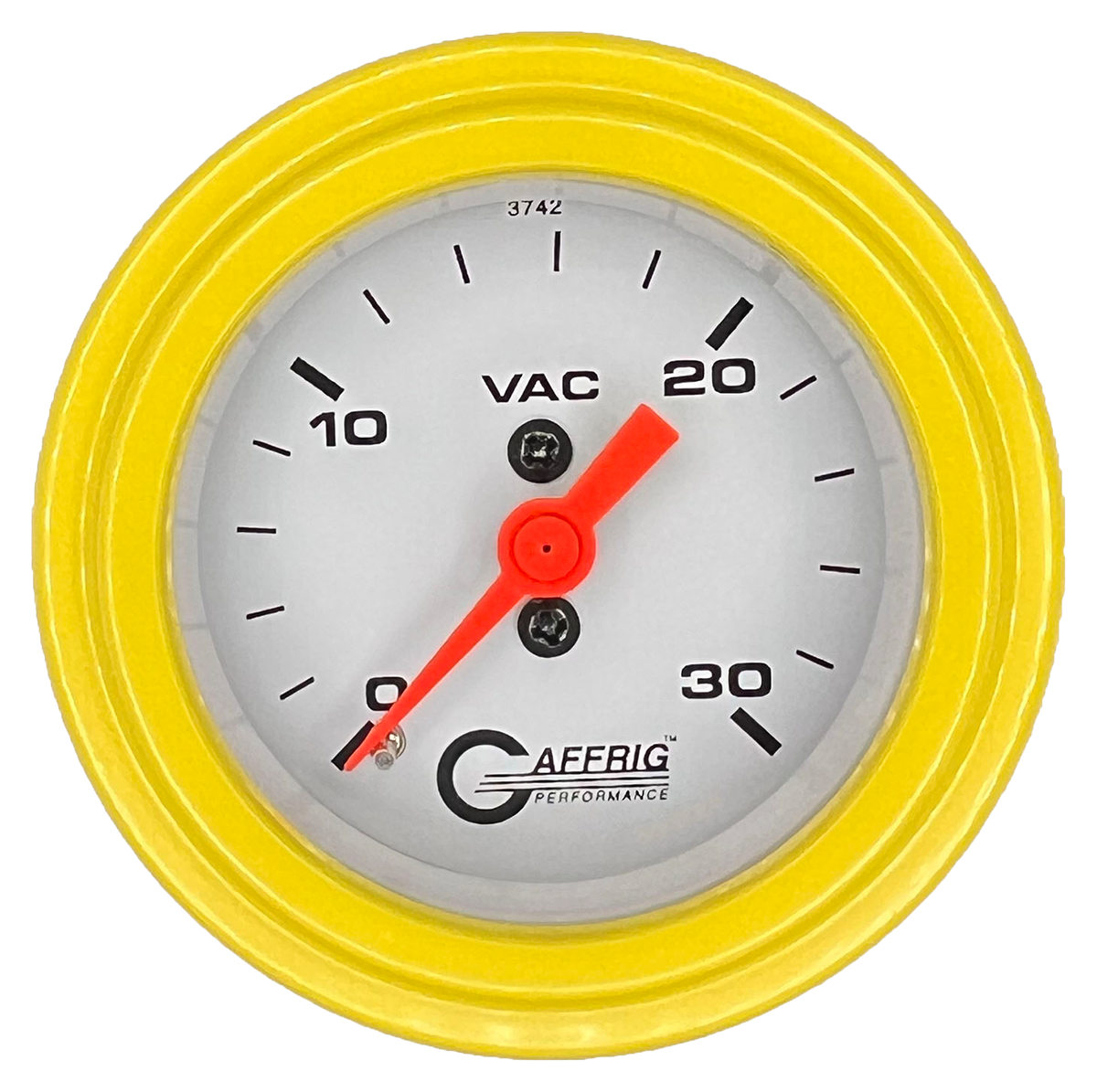 GAFFRIG 2 INCH MECHANICAL VACUUM 0-30 HG GAUGE STEP RIM (002) / YELLOW / WHITE