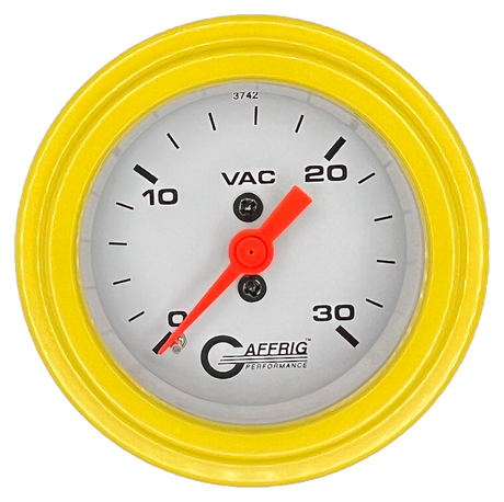 GAFFRIG 2 INCH MECHANICAL VACUUM 0-30 HG GAUGE STEP RIM (002) / YELLOW / WHITE