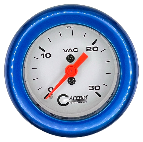 GAFFRIG 2 INCH MECHANICAL VACUUM 0-30 HG GAUGE FAT RIM (218) / BLUE / WHITE