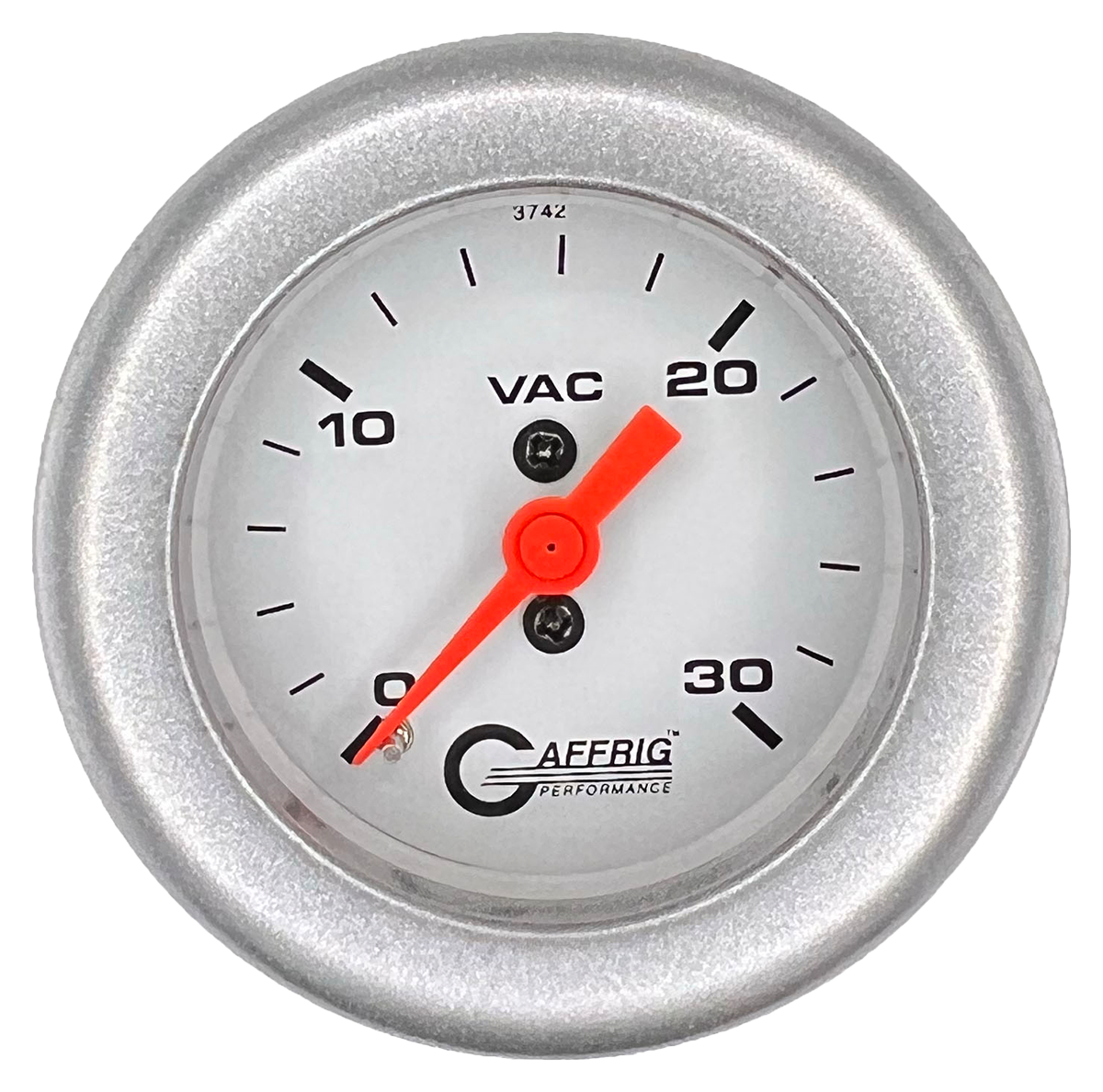 GAFFRIG 2 INCH MECHANICAL VACUUM 0-30 HG GAUGE FAT RIM (218) / PLATINUM / WHITE