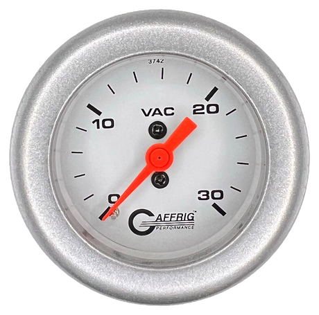 GAFFRIG 2 INCH MECHANICAL VACUUM 0-30 HG GAUGE FAT RIM (218) / PLATINUM / WHITE